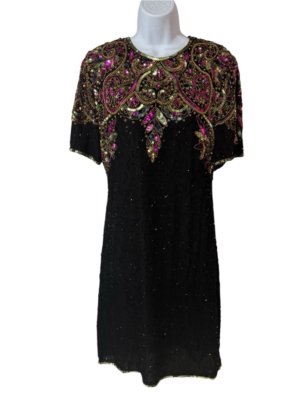 LAURENCE KAZAR New York Cocktail Dress Vintage Retro Beaded Sequins Women’s